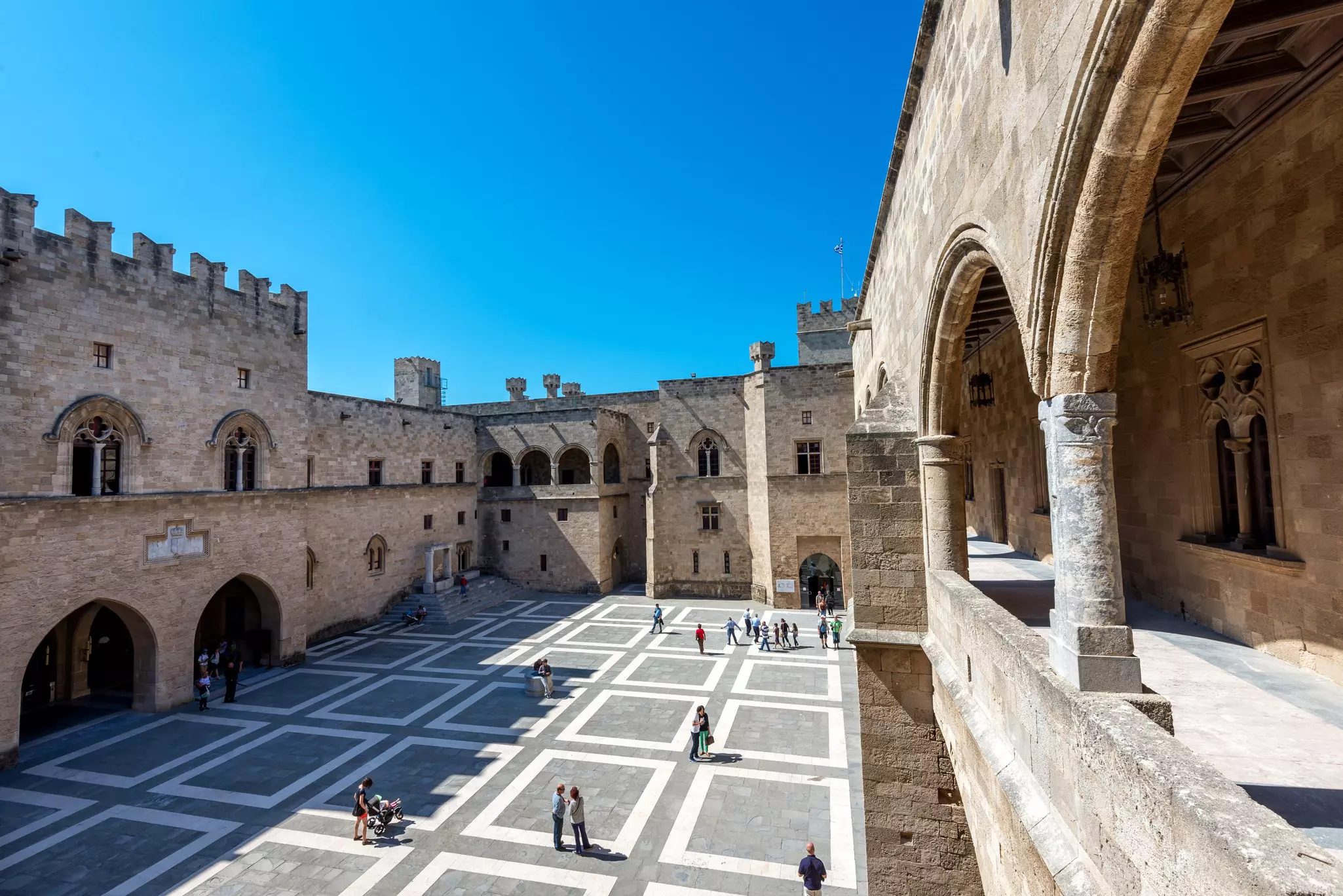 The Palace of the Grand Master of the Knights of Rhodes, also known as the Kastello , is a medieval castle in the city of Rhodes, on the island of Rhodes in Greece. The courtyard.  License Type: media  Download Time: 2023-01-11T03:22:14.000Z  User: aomi.ito_lonelyplanet  Is Editorial: No  purchase_order:   