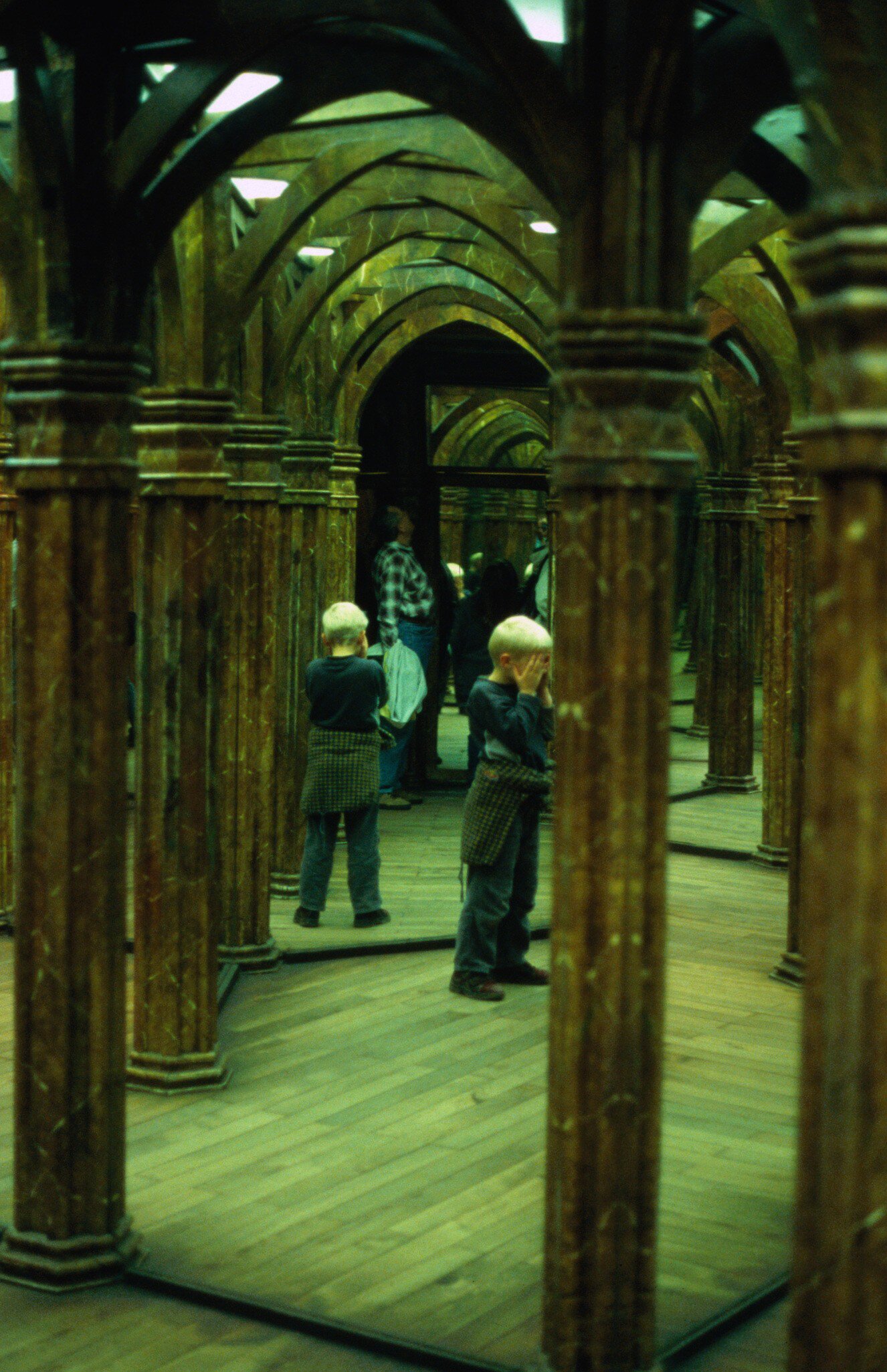 Hide and seek in the mirror maze at Petrin Hill, Mala Stana, Prague.