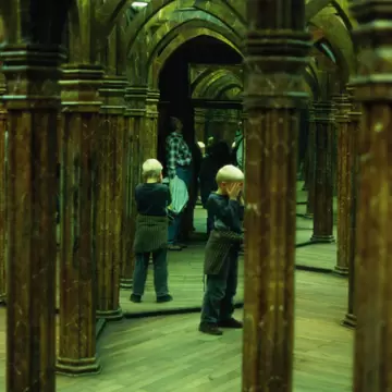 Hide and seek in the mirror maze at Petrin Hill, Mala Stana, Prague.