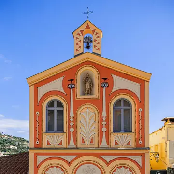 The facade of the Saint Pierre chapel in Villefranche-sur-Mer, Nice, France.