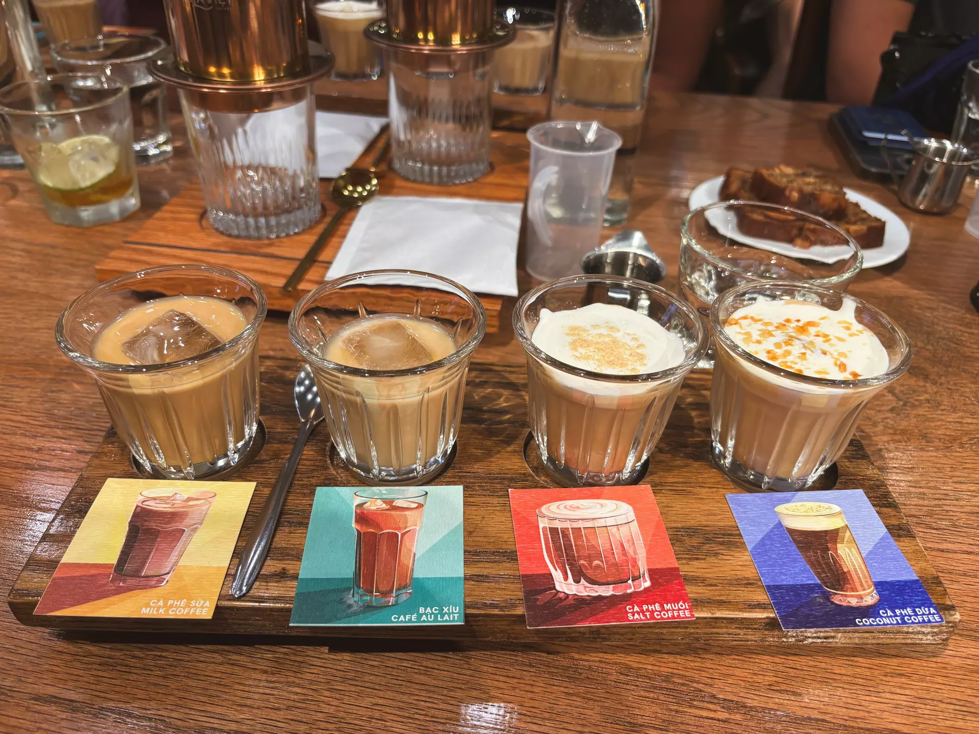A flight of four different coffees at La Viet Coffee, Nha Trang, Vietnam. James Pham/Lonely Planet
