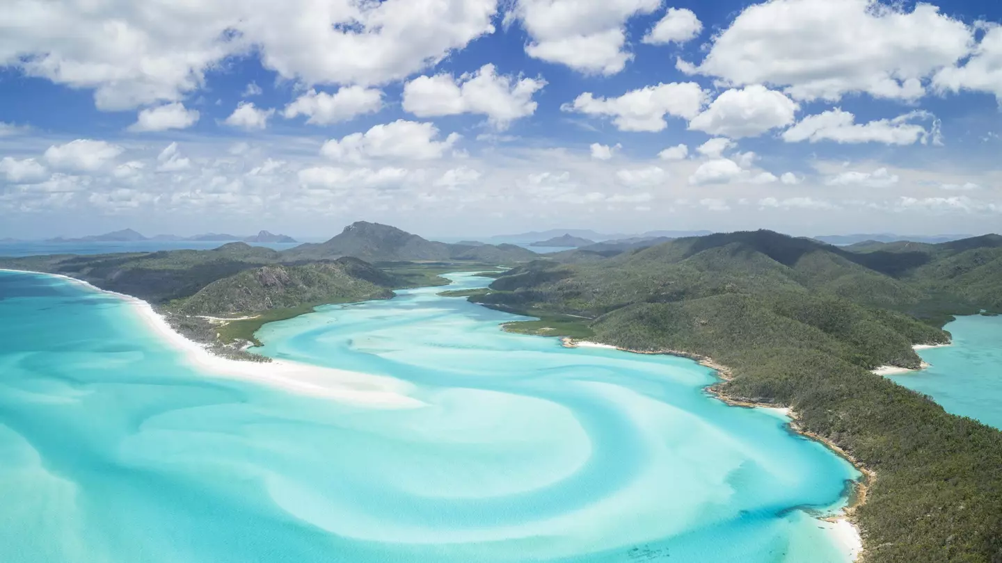 Unique aerial panorama of the famous Whitsunday Islands. 4FR / Getty Images