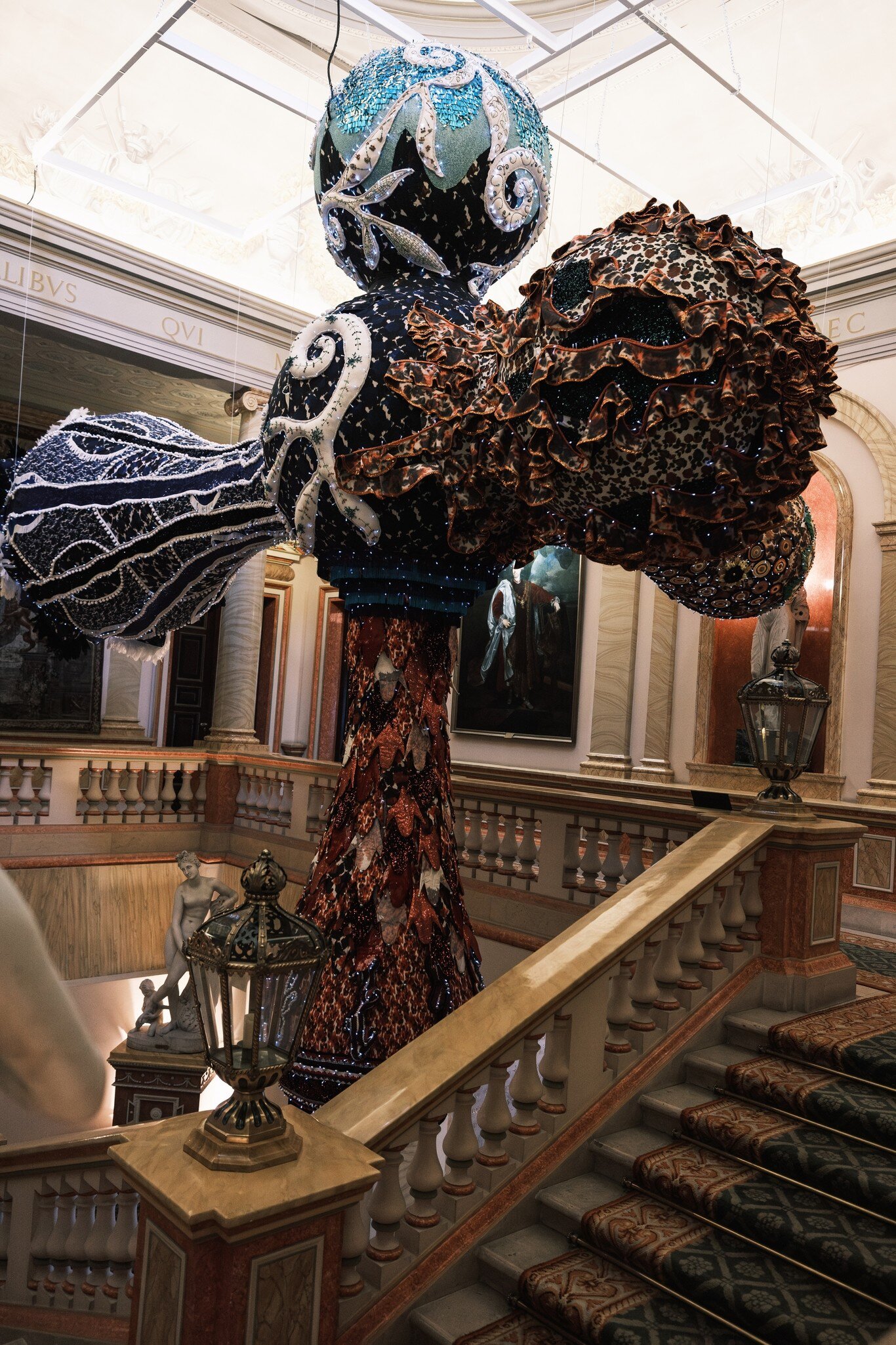 View of Joana Vasconcelos' exhibition at the Palacio de Liria in Madrid, Spain.