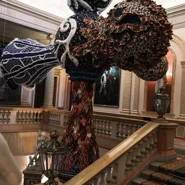 View of Joana Vasconcelos' exhibition at the Palacio de Liria in Madrid, Spain.