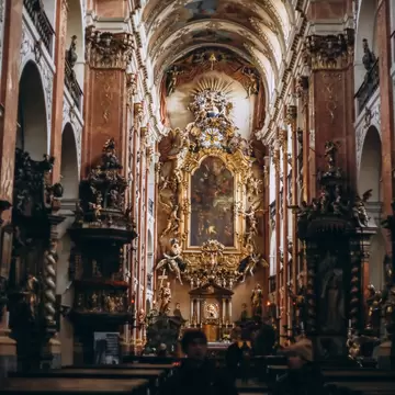 The Basilica of St. James in the Old Town, famous for the Madonna Pietatis and Count Vratislav of Mitrovice's tomb. Prague, Czech Republic. 