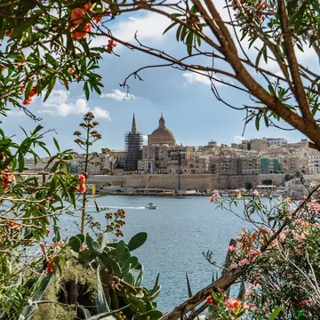 Basilica of Our Lady of Mount Carmel seen from Gzira in Valletta, Malta. Eva Pruchova/Shutterstock