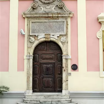 Entrance of the Old Civic Palace of Cagliari, Sardinia, Italy.