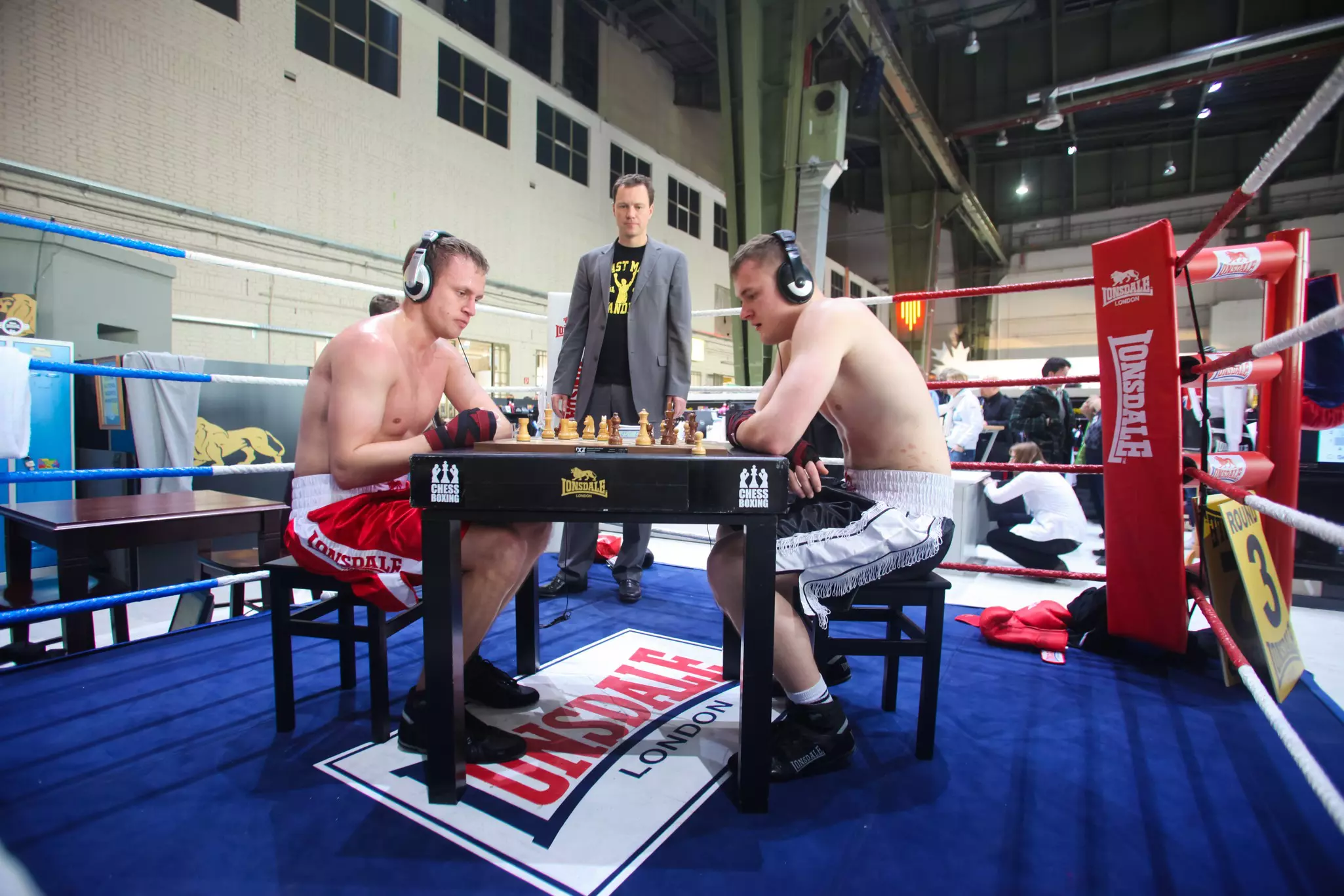 Chess boxing at the Bread & Butter fair on January 19, 2011 in Berlin, Germany. Tens of thousands of visitors attended the trade show this year.