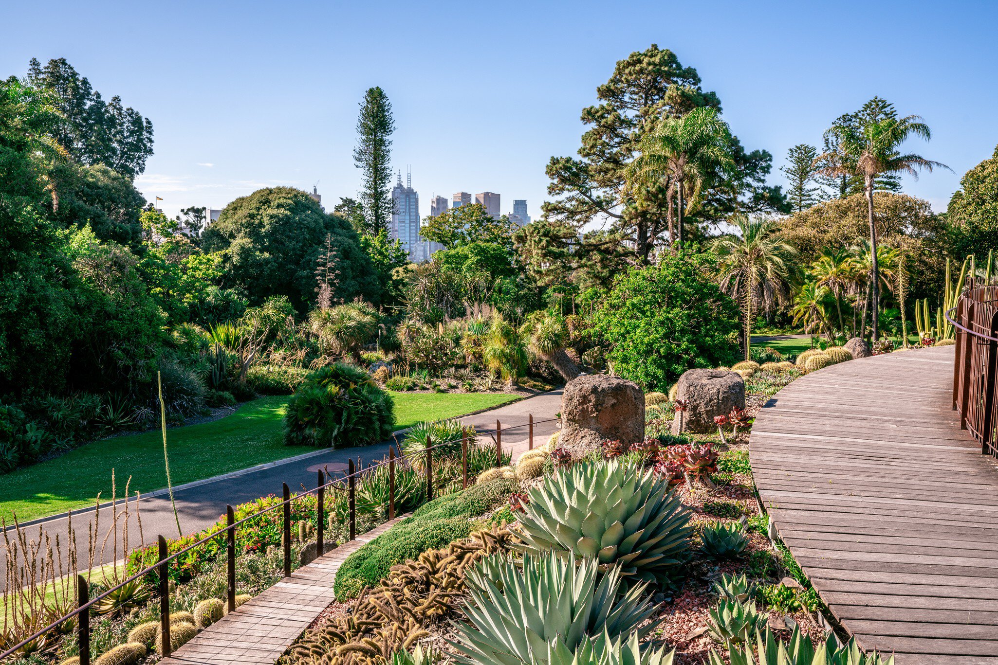 Royal Botanical gardens scenic view in Melbourne, Victoria, Australia.