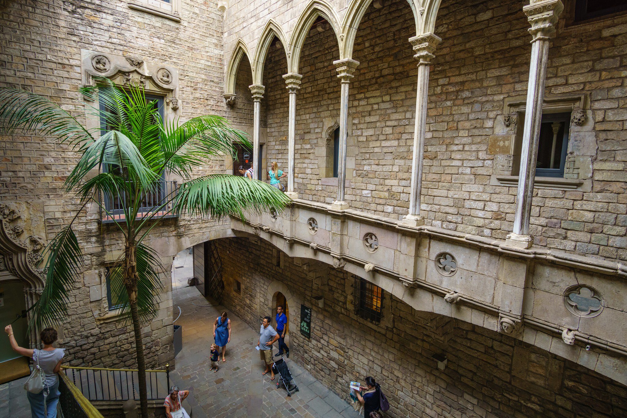 The inner courtyard of the Museu Picasso in the La Ribera district of Barcelona, Spain