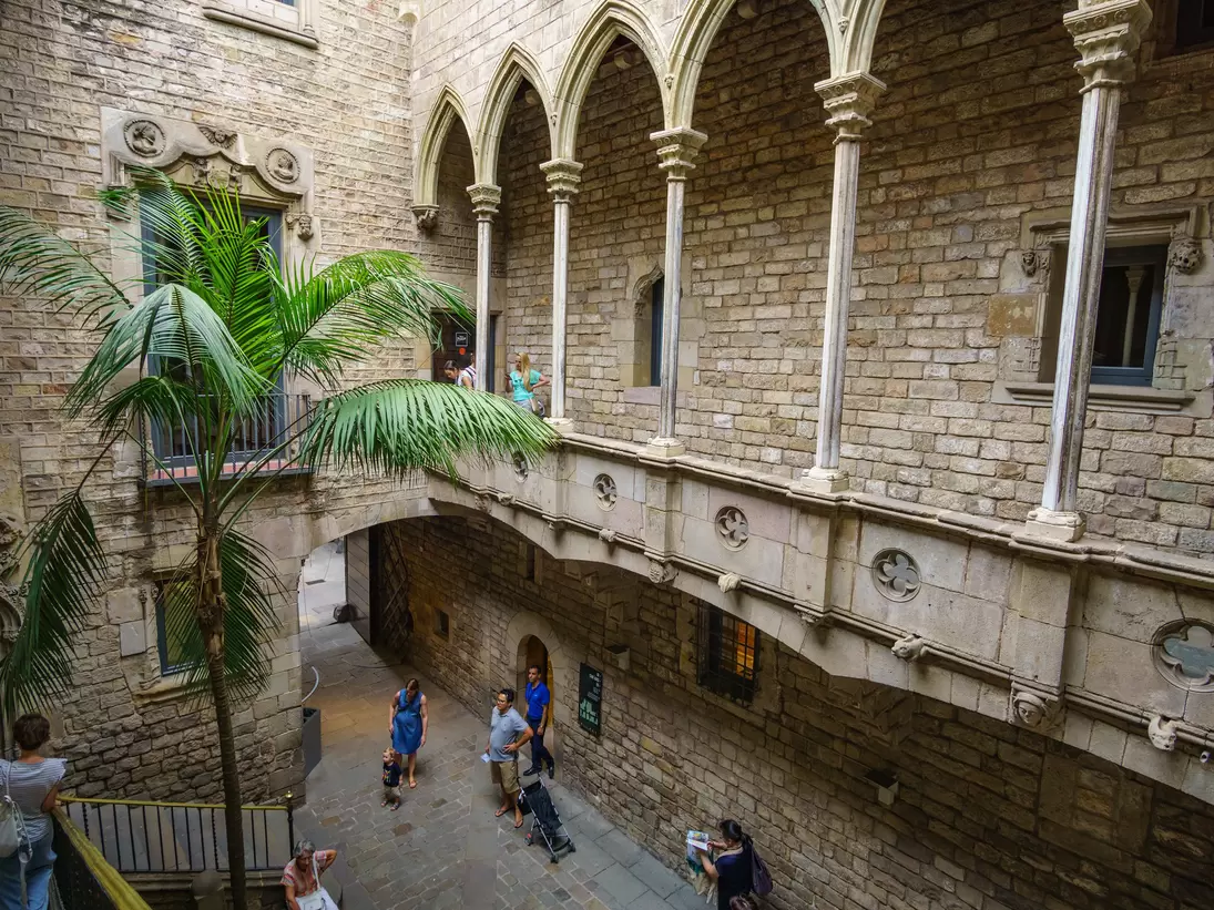 The inner courtyard of the Museu Picasso in the La Ribera district of Barcelona, Spain