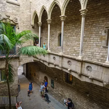 The inner courtyard of the Museu Picasso in the La Ribera district of Barcelona, Spain