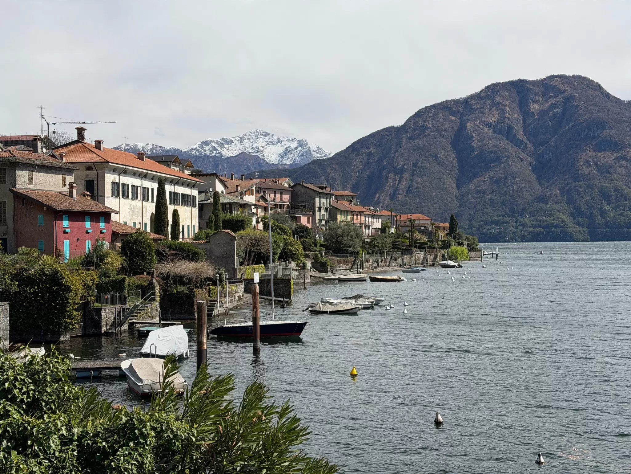 Woman swimming in Lake Como on a sunny day. 