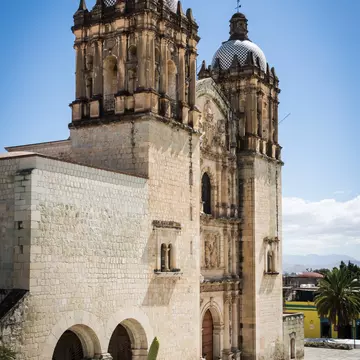 Exterior view of the Templo de Santo Domingo de Guzmán in Oaxaca City, Mexico.