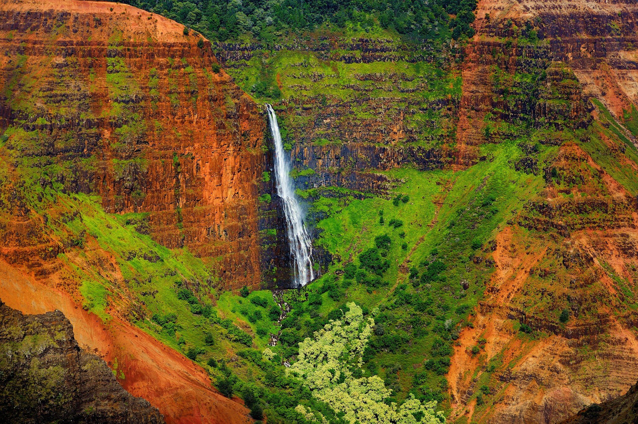 Stunning aerial view into Waimea Canyon, Kauai, Hawaii
