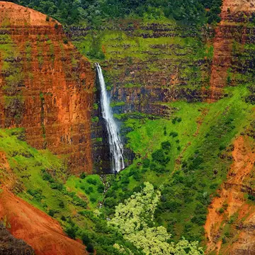 Stunning aerial view into Waimea Canyon, Kauai, Hawaii