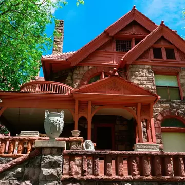Denver, USA - May 4, 2014: The home of the famous Unsinkable Molly Brown in the  historic Capitol Hill Neighborhood in Denver, Colorado. Molly Brown gained fame by surviving the sinking of the Titanic. Molly Brown house
