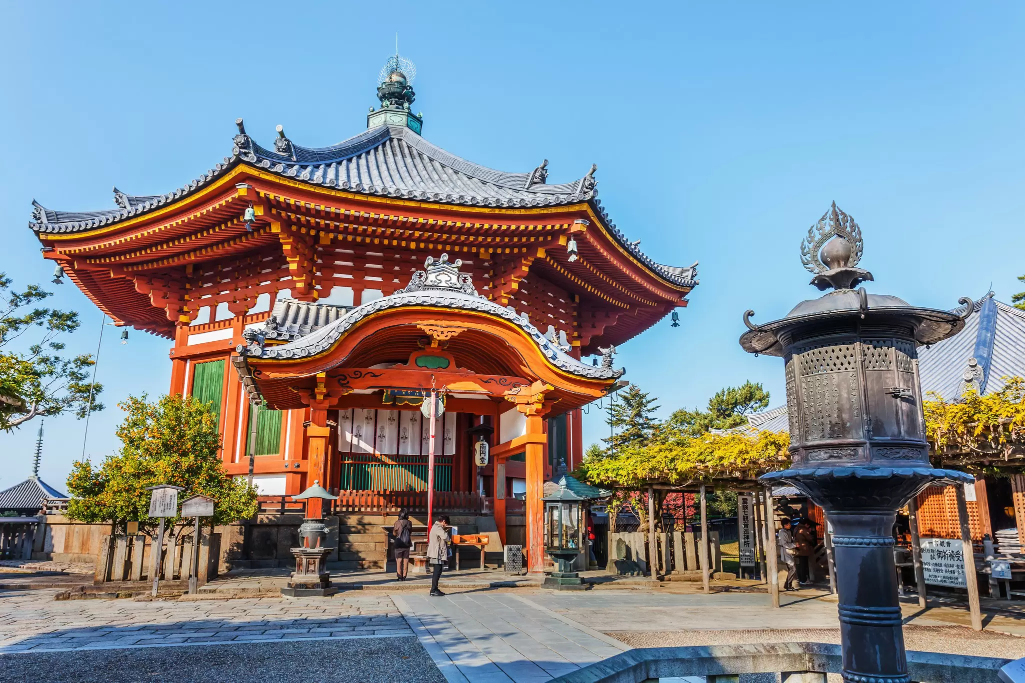 View of a building at Kōfuku-ji in Nara, Japan.