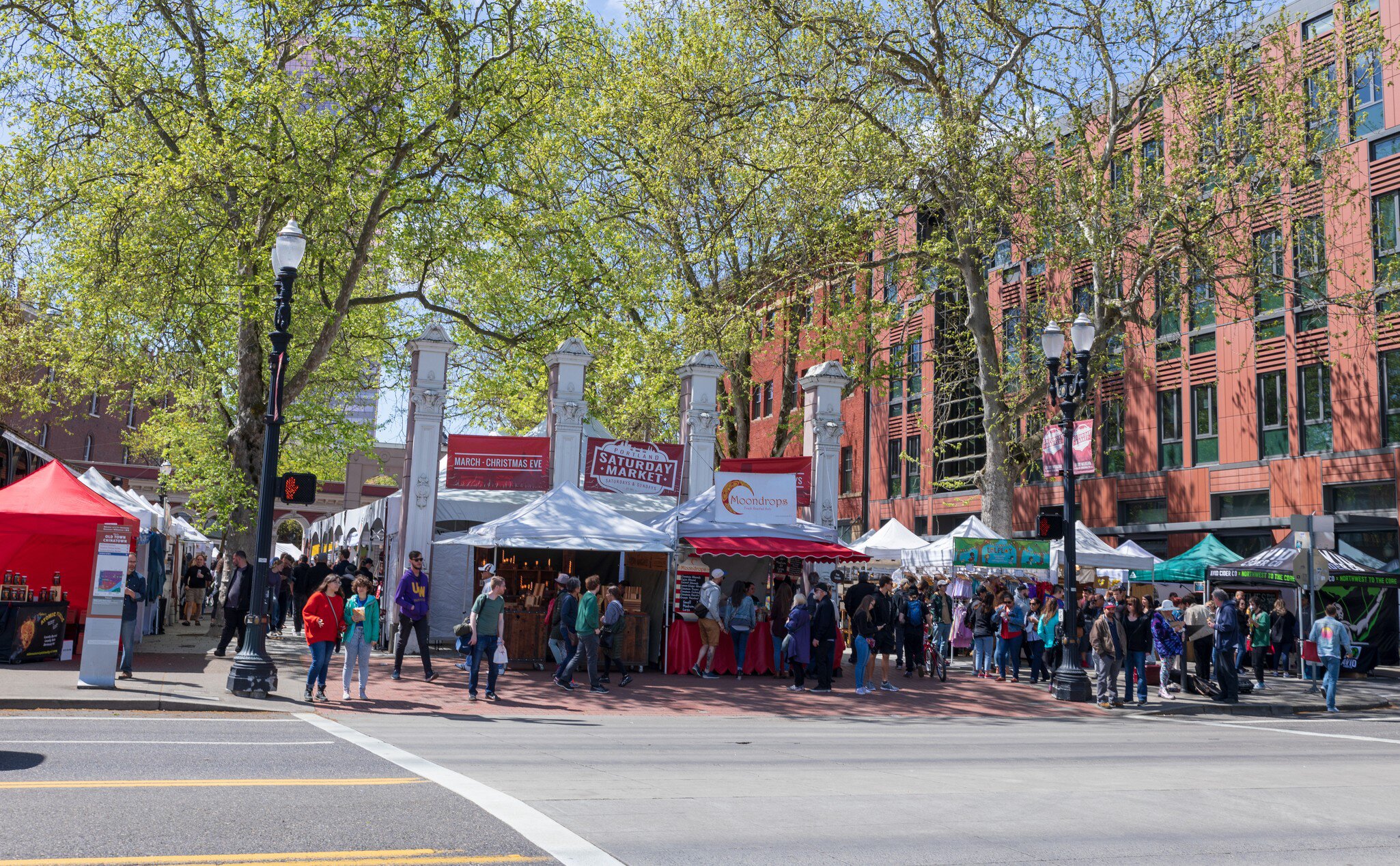 Portland, Oregon - April 27, 2019 : Scene of Portland Saturday Market at Waterfront park along Willamette riverside in downtown Portland