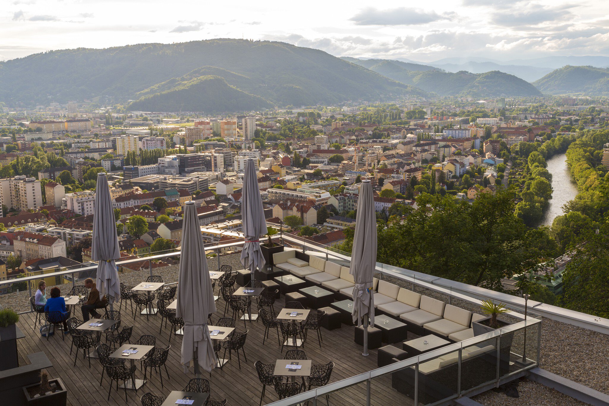 Cafe, Town View & Rooftops, Graz, Austria