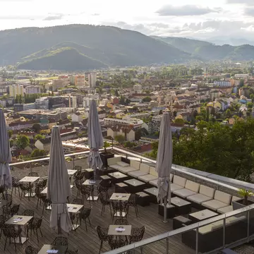 Cafe, Town View & Rooftops, Graz, Austria