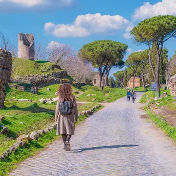 Archaeological ruins along the Appian Way in Rome