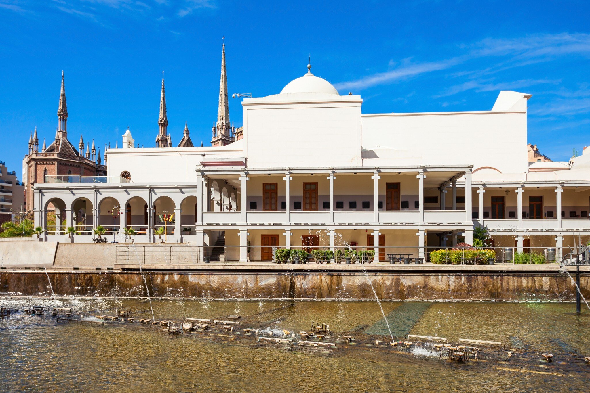 Facade of Paseo del Buen Pastor, a cultural, recreational and commercial center in Cordoba, Argentina.