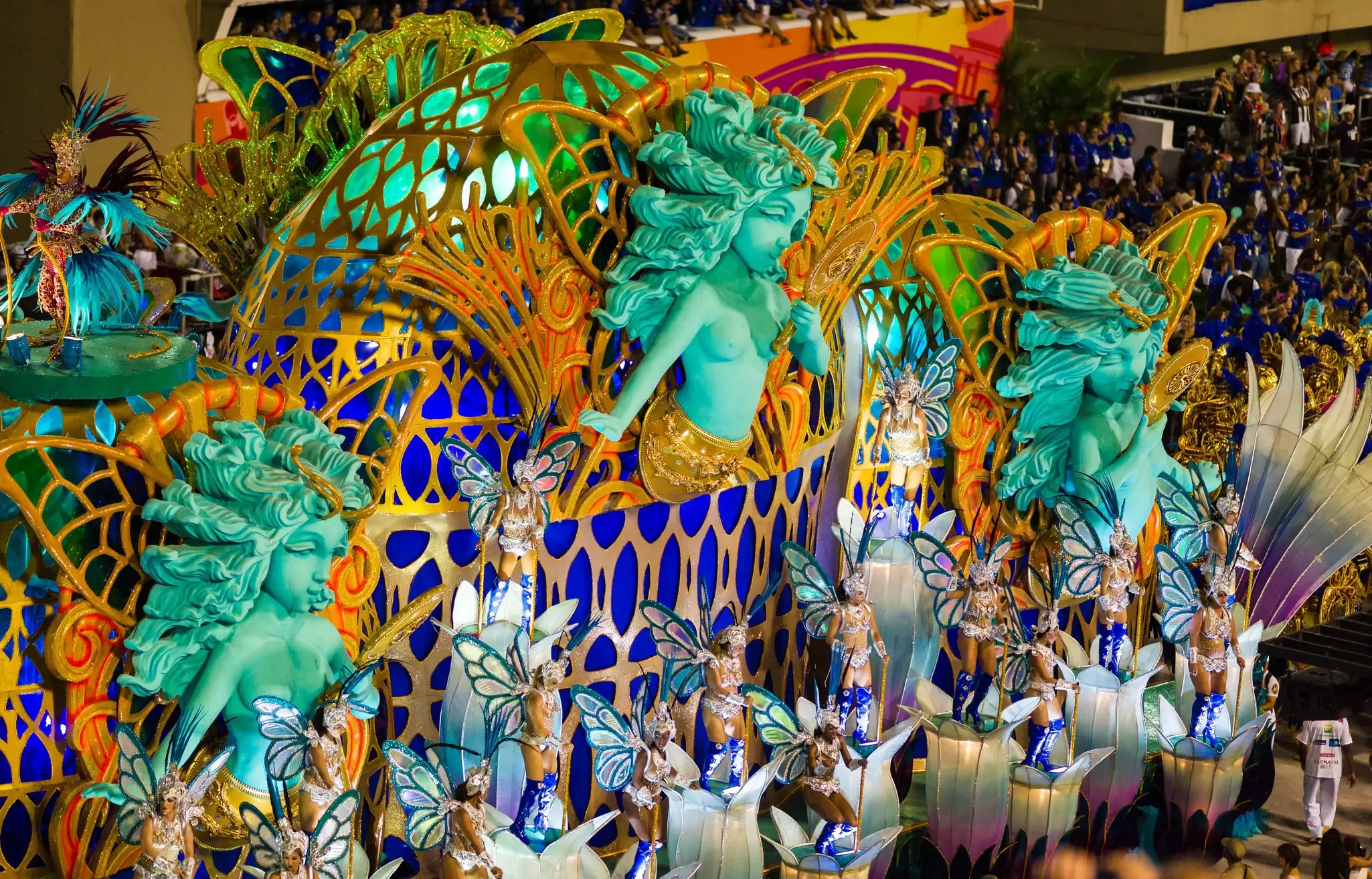 Colorful dancers in a Samba Parade