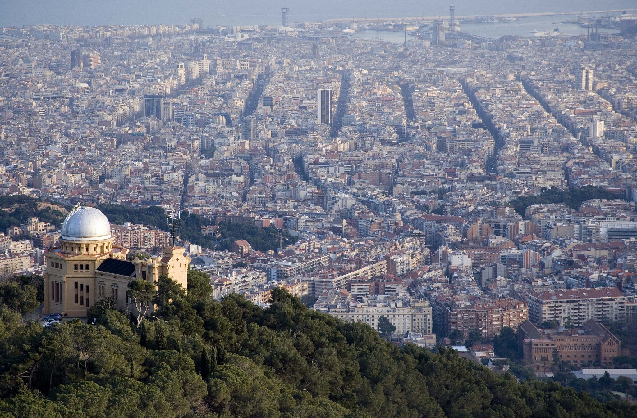 Fabra observatory overlooking city, Barcelona, Spain