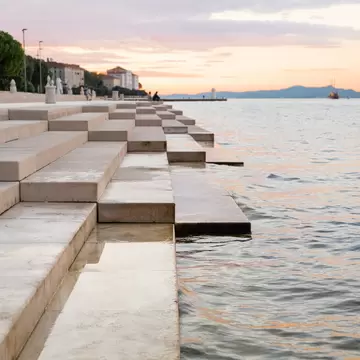 Zadar Croatia, embankment in the city center on the beoegu of the sea steps of the sea organ on a sunset , License Type: media, Download Time: 2026-02-23T00:47:05.000Z, User: LP_YKhanna, Editorial: false, purchase_order: 65050 - Digital Destinations and Articles, job: LP, client: App Content, other: Yuvraj Khanna