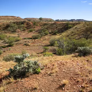 One of the Henbury Meteorite Craters in the outback of Northern Australia.