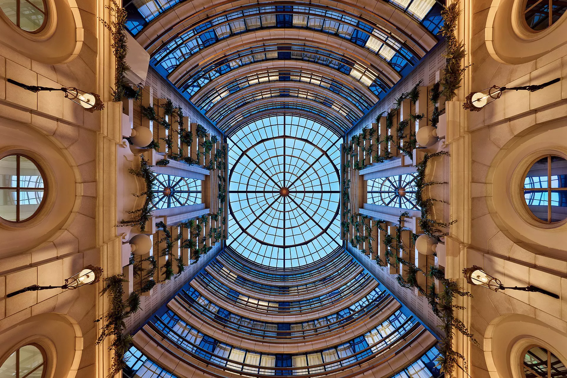 The glass dome in Paris Marriott Champs Elysees Hotel, Paris, France