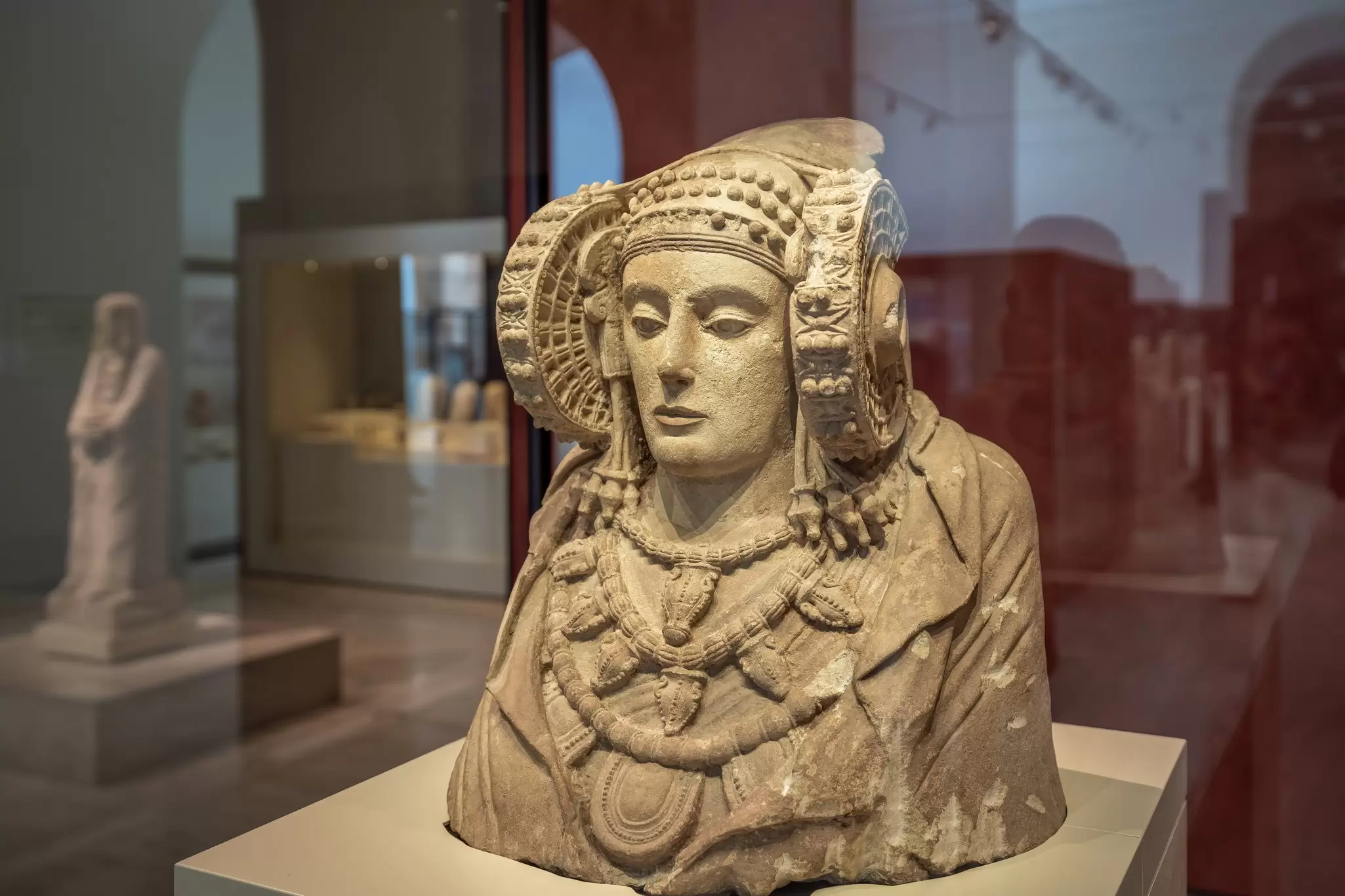 The 'Lady of Elche' sculpture at the National Archaeological Museum in Madrid, Spain.