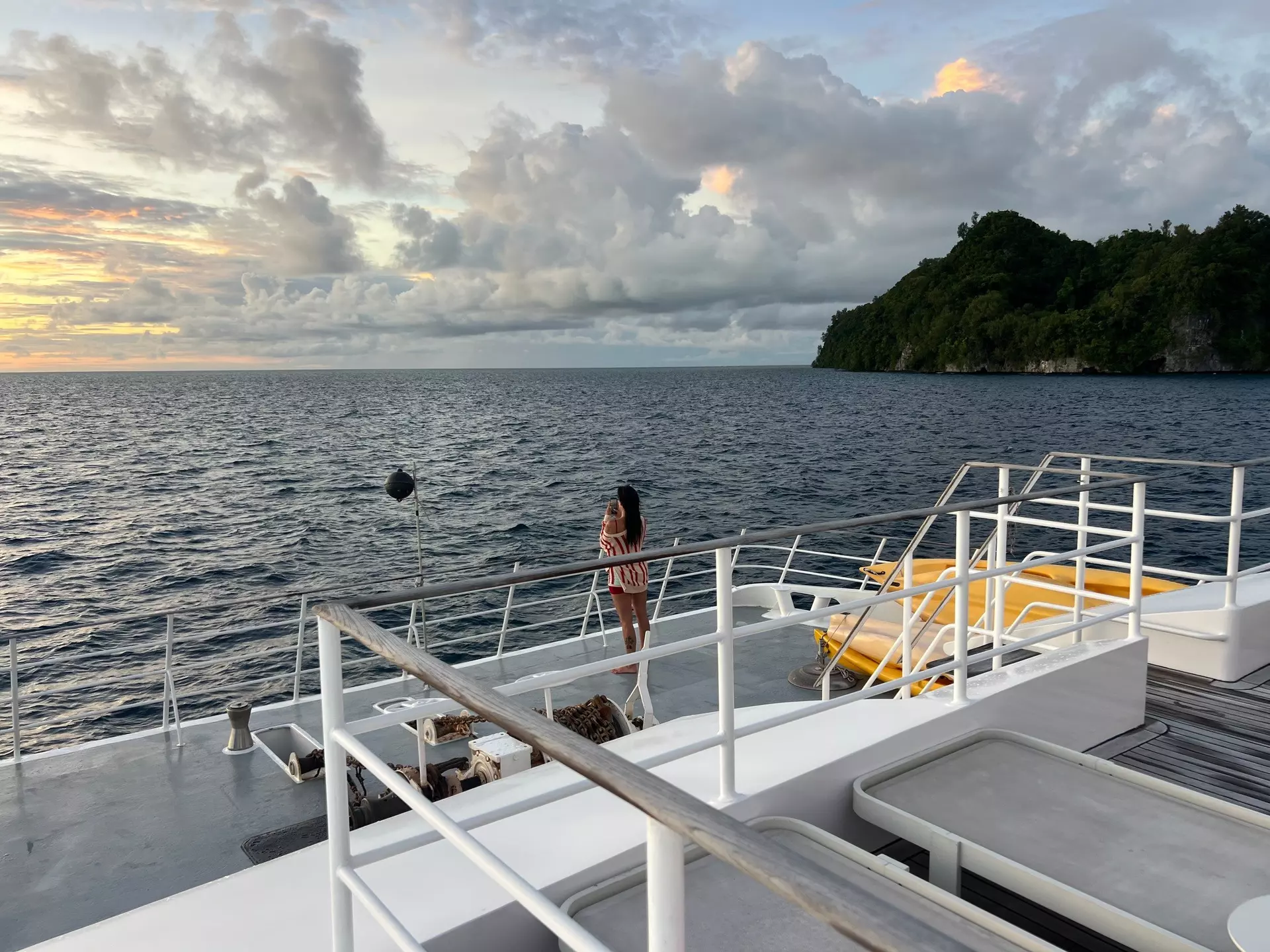 Watching the sunset from the Four Seasons Explorer in Palau. Jessica Lockhart/Lonely Planet