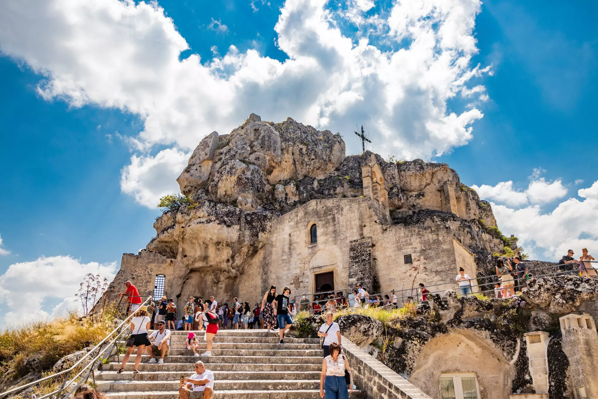 Matera, Basilicata, Italy - The ancient rock church of Santa Maria De Idris inside the Sassi of Matera. Church carved into the rock.