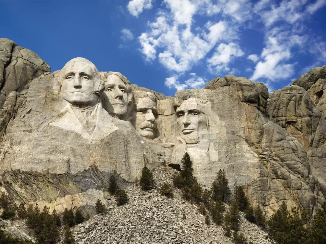 Presidential sculpture at Mount Rushmore National Memorial, South Dakota.