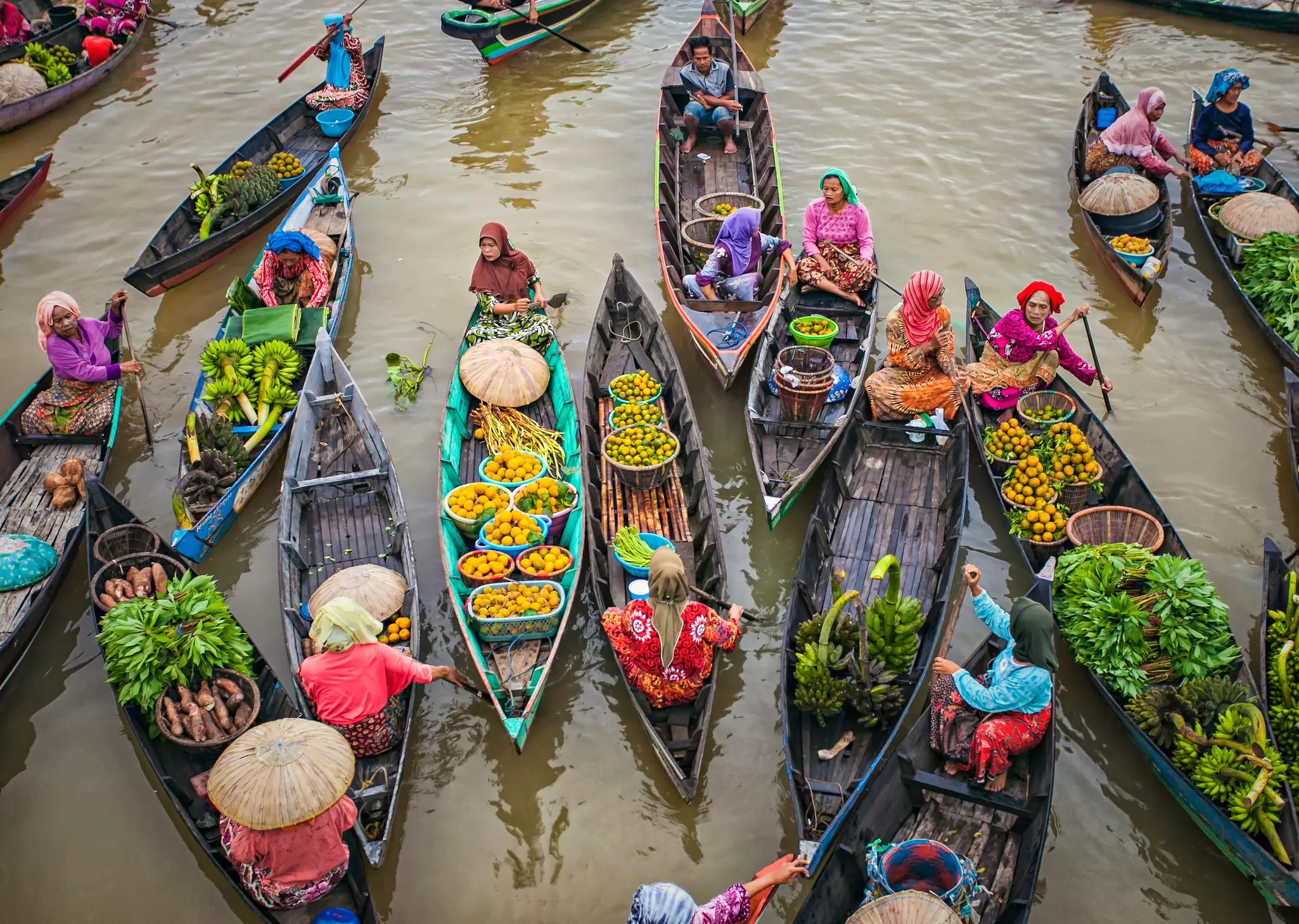A floating market in Indonesia. Sony Herdiana/Shutterstock