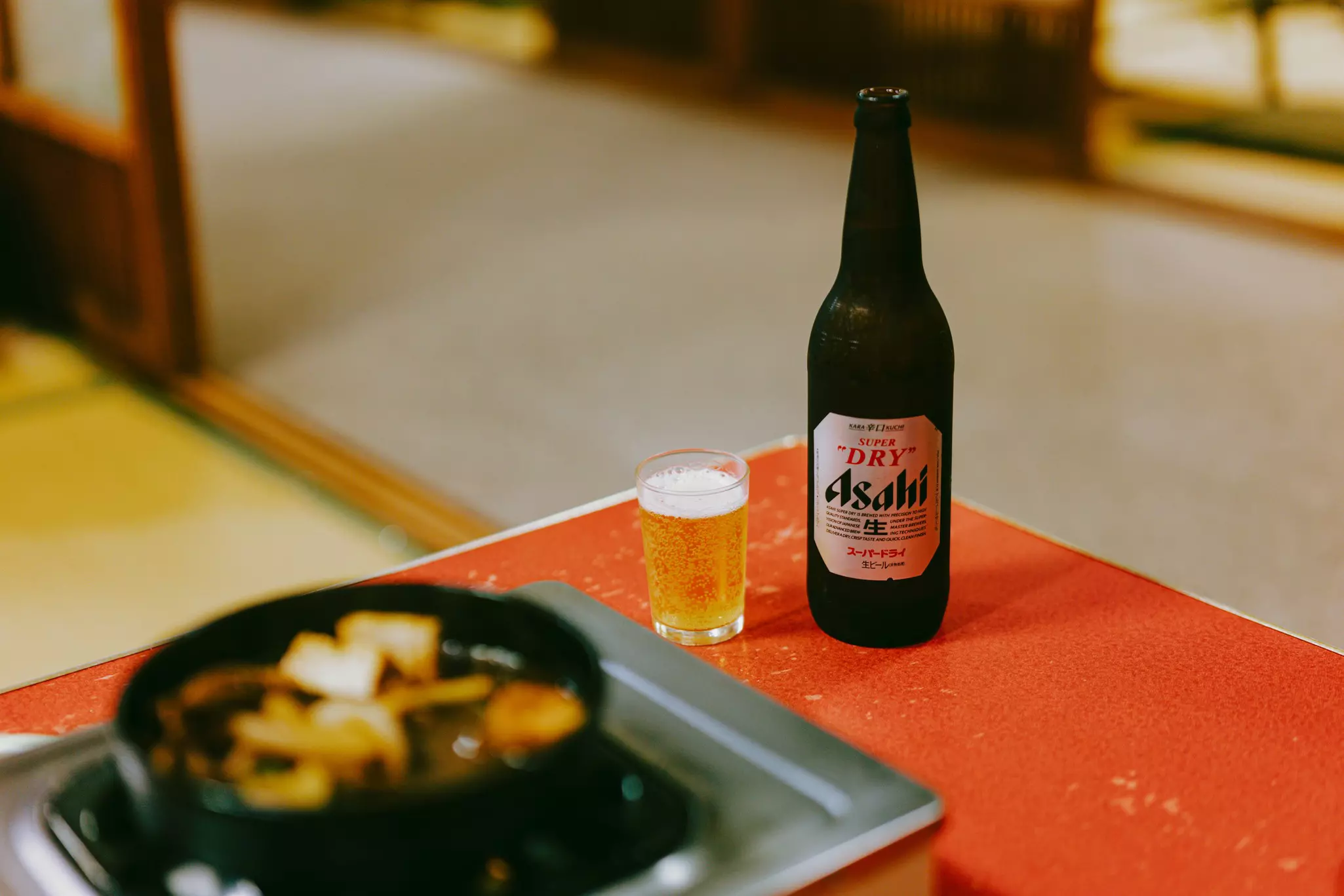 A meal and Asahi beer in Japan 
