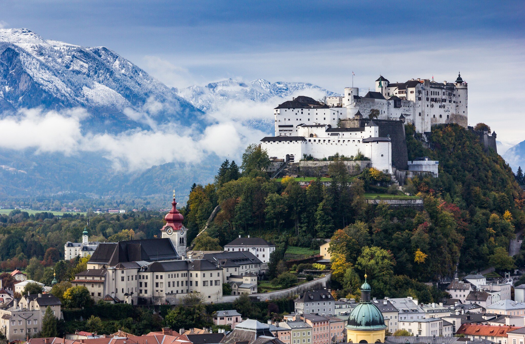 Beautiful view of Salzburg skyline with Festung Hohensalzburg and Salzach river in summer, Salzburg, Salzburger Land, Austria  License Type: media  Download Time: 2024-02-02T10:23:00.000Z  User: Norma.PrauseBrewer_LonelyPlanet  Is Editorial: No  purchase_order:   