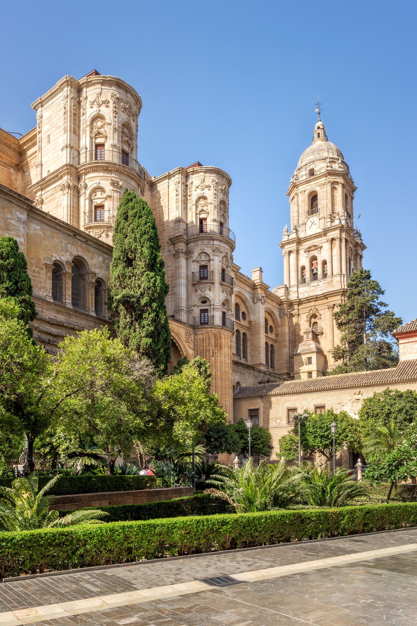 View of the Catedral de la Encarnación de Málaga in Spain.